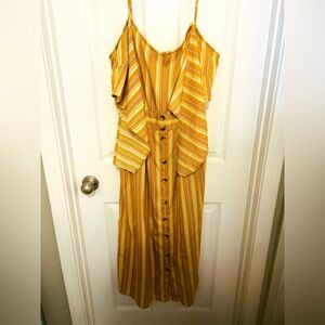 Striped Yellow Button-Down Dress